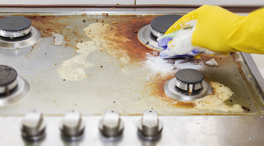 dirty stove top cleaning